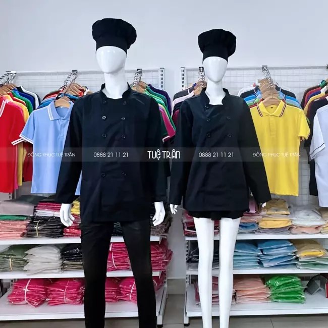 Áo bếp tay dài đen trơn