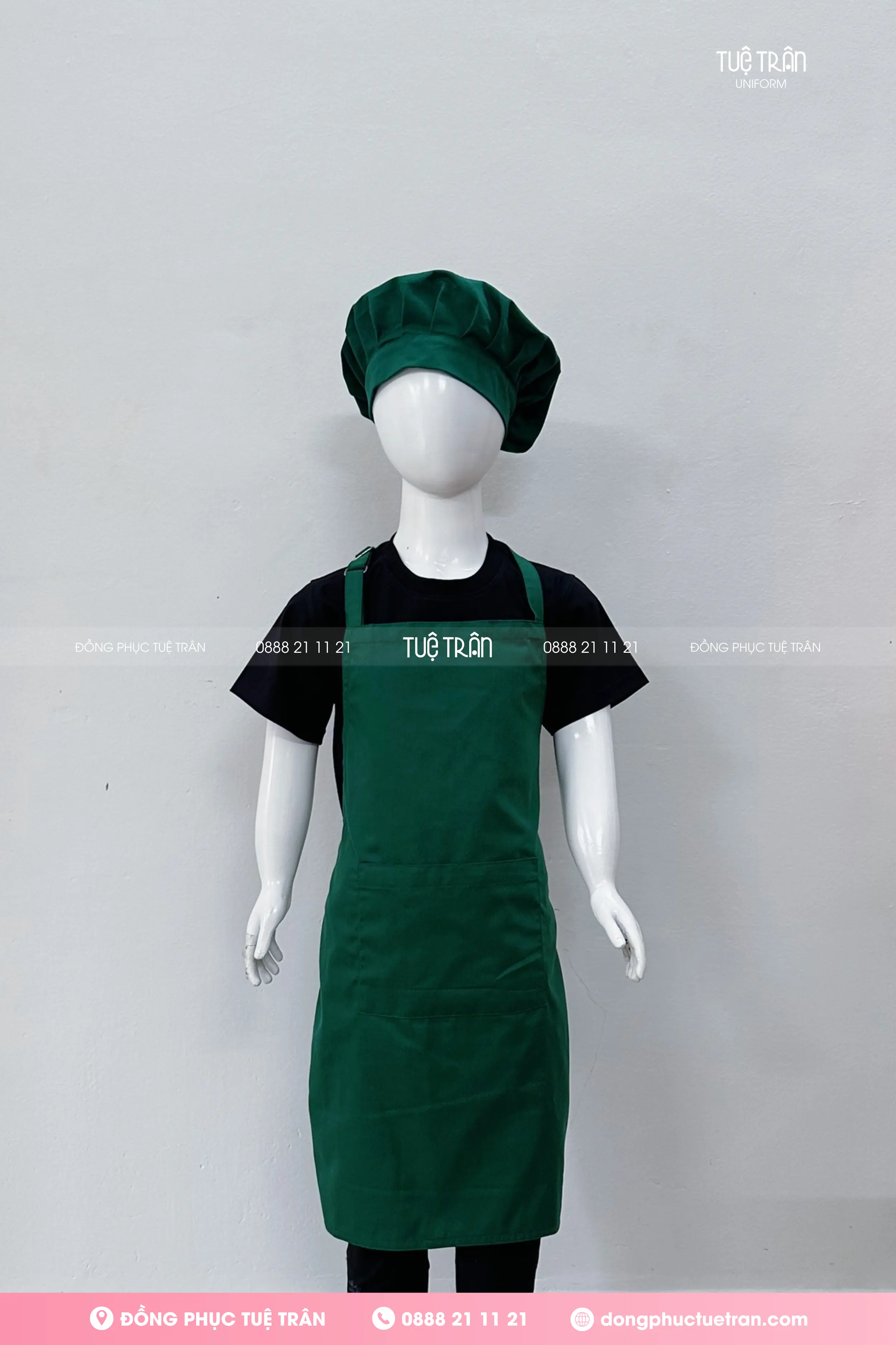 Nón bếp trẻ em màu xanh lá đậm